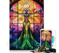 Stained Glass Angel Teenagers 1000 Piece Jigsaw Puzzle Strong Logic Toy Leisure Fun Clear Edge Art Collectible 38x26cm