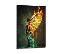 Stained Glass Angel Wall Art, Colorful Print, Fantasy Poster, Divine Canvas Picture Artistic Wall Mural Modern Hanging Decor Poster20x30inch(50x75cm)