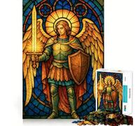 Stained Glass Angel with Sword 1000 Piece Jigsaw Puzzle for Adults Brain Challenge Toy Group Play Clear Cut Lovely Present 50x75cm