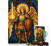 Stained Glass Angel with Sword Adults Puzzles 1000 Piece Jigsaws Reason Skill Toy Slow Enjoy Exact Cut Art Collection Piece 38x26cm