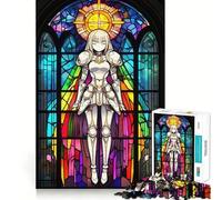 Stained Glass Anime Knight 1000 Piece Jigsaw Puzzles for Adults Mind Exercise Toy Casual Fun Precision Cut Artistic Gift 38x52cm