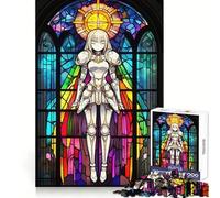 Stained Glass Anime Knight 1000 Piece Jigsaw Puzzles for Adults Mind Exercise Toy Casual Fun Precision Cut Artistic Gift 38x52cm