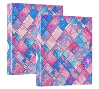 Stained Glass Anime Valentines One and A Half Inch Notebook Binders 3 Ringed with Pockets 1/2 Pack Office Binder Supplies Hardcover