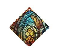 Stained Glass Art Car Air Freshener Hanging, Long Lasting Scented Car Aromatherapy Tablets, Rhombus Fragrance Scented Cards for Vehicles, Bedroom, Wardrobe Black-style