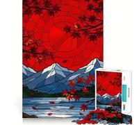 Stained Glass Autumn Landscape 1000 Piece Jigsaw Puzzles for Adults Jigsaw Strong Logic Toy Group Play Clear Edge Perfect Present 38x26cm
