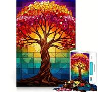 Stained Glass Autumn Tree 1000 Pieces Jigsaws Adults Puzzles Logic Boost Toy Bonding Time Premium Edge Premium Gift 38x52cm