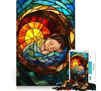 Stained Glass Baby 1000 Piece Jigsaw Puzzle for Teenagers Brain Challenge Toy Relax Time Precise Cut Art Display 38x52cm