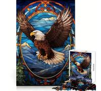 Stained Glass Bald Eagle Jigsaw Puzzles 1000 Piece for Teenagers Mind Skill Toy Cozy Relax Design Assembly Thoughtful Gift 38x52cm