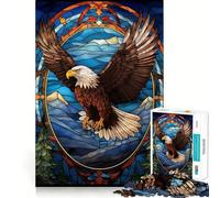 Stained Glass Bald Eagle Jigsaw Puzzles 1000 Pieces for Teenagers Mental Toy Anxiety Relief Premium Cut Elegant Gift 50x75cm