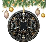 Stained Glass Baroque Scroll Christmas Tree Hanging Ornaments,2 Pieces, 7.2CM Round Double-Sided