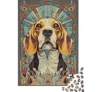 Stained Glass Beagle Art Print-1 1000 Piece Jigsaw Puzzle for Adults, 52x38cm/1000pcs, January Puzzle Activity, Relaxing Home Time And A Fresh Start