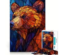 Stained Glass Bear 1000 Pieces Jigsaw Puzzles for Adults Smart Game Stress Release Pattern Assembly Xmas Surprise 38x26cm