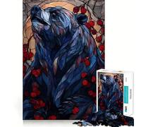 Stained Glass Bear with Berries 1000 Piece Jigsaw Puzzles for Adults Jigsaw Strong Logic Toy Group Play Clear Edge Perfect Present 38x26cm