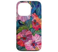 Stained Glass Beautiful Pattern Pink Hibiscus Flower Case for iPhone 13 Pro