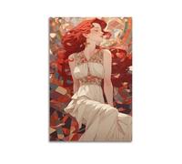Stained Glass Beauty Wall Art, Vibrant Print, Art Nouveau Poster, Decorative Canvas Picture Artistic Wall Mural Modern Hanging Decor Poster16x24inch(40x60cm)