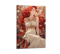 Stained Glass Beauty Wall Art, Vibrant Print, Art Nouveau Poster, Decorative Canvas Picture Artistic Wall Mural Modern Hanging Decor Poster12x18inch(30x45cm)