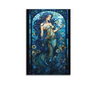 Stained Glass Beauty Wall Art, Vibrant Print, Art Nouveau Poster, Decorative Canvas Picture, Elegant Decor for Living Room Bedroom Artistic Wall Mural Modern Hanging Decor Poster12x18inch(30x45cm)