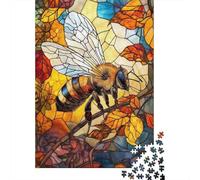 Stained Glass Bee 1000 Piece Jigsaw Puzzle Paper Adult Mosaic Art Style 1000pc Jigsaw Puzzle Set Relaxation Focus Family Decor Gift 38x26cm/1000pcs