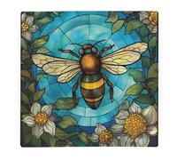 Stained Glass Bee Worktop Protector - Bumblebee Themed Kitchen Gifts - Smooth Chopping/Cutting Board Trivet with Non-Slip Feet 30cm x 30cm (12" x 12")