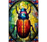 Stained Glass Beetle Jigsaw Puzzle 300/500/1000 Piece (500pc (38×52cm))