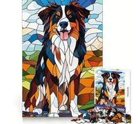 Stained Glass Bernese Mountain Dog 1000 Pieces Jigsaw Puzzles for Adults Smart Game Stress Release Pattern Assembly Xmas Surprise 38x52cm