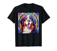 Stained Glass Bernese Mountain Dog Mom Dad New Puppy T-Shirt
