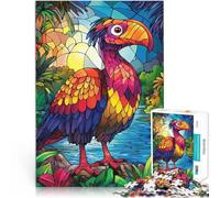 Stained Glass Birdpuzzles for adults 1000 pieces Stress Reliever Staycation Kill time Fun at Home Activities, Birthday Present,Travel Gifts, 38x26cm