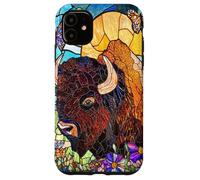 Stained Glass Bison with Sky and Wild Grass Case for iPhone 11