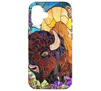 Stained Glass Bison with Sky and Wild Grass Case for iPhone 16