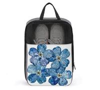 Stained Glass Blue Flowers Mosaic Pattern Shoe Bag for Travel Daily Use Anti-dust Storage Carrier Golf Shoe Pouch
