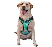 Stained Glass Blue Green Turtle No Pull Dog Harness Adjustable Reflective Oxford Easy Control Medium Large Dog Harness