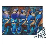 Stained Glass Blue Jay Artwork Jigsaw Puzzles Puzzle for Adults Kids. 1000 Pieces Impossible Challenge Toy Educational Games Home Decoration for Adults& Kids Age 14 Years Up 52x38cm/1000pcs