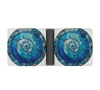 Stained Glass Blue Spiral with White Accents Soft PU Leather Bifold Wallet, Coin Purse Credit Pass Case, Durable Card-Holder Slim Billfold for Men Woman Money Storage