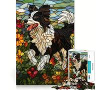 Stained Glass Border Collie 1000 Piece Jigsaw Puzzle for Teenagers Smart Toy Bonding Time Accurate Cut Art Collection Piece 50x75cm