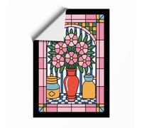 Stained Glass Bouquet Art Deco Unframed Wall Art Print A3 (42×29.7cm), Wall Decor for Living Room, Bedroom, Office & Home, Art Gift