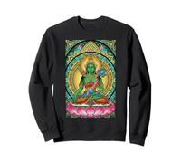 Stained Glass Buddha Green Tara Mantra Buddhism Sweatshirt