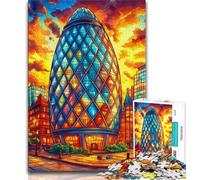 Stained Glass Building 1000 Pieces Jigsaw Puzzles for Adults And Teens,Stress Reliever Difficult Challenge Enhance Love between Couples 38x52cm