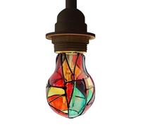 Stained Glass Bulb - 4W E27 Colored LED Light, Stained Glass Christmas Decoration, Kaleidoscope Patterned Prism Globe, Mosaic Style Ambient Glow | Decorative Holiday Ornament for Tree Window