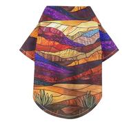 Stained Glass Burning Desert Summer Dog Shirts Collared Polo T-Shirts Button Up Soft, Lightweight, and Breathable Short Sleeve Pet T-Shirt Puppy Sweatshirt Perfect for Everyday Wear, and