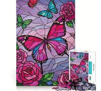 Stained Glass Butterflies And Roses 1000 Pieces Jigsaws Adults Puzzles Logic Boost Toy Bonding Time Premium Edge Premium Gift 50x75cm