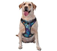 Stained Glass Butterflies Teal Purple Floral No Pull Dog Harness Adjustable Reflective Oxford Easy Control Medium Large Dog Harness