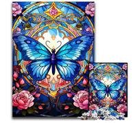 Stained Glass Butterfly 1000 Piece Puzzle Wooden Jigsaw Puzzles Brain Challenge Game for TeenagersFamily Interaction 1000 PCS(75x50cm)