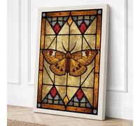 Stained Glass Butterfly Art Canvas Wall Art Print 24x16 Inch (61 x 41 cm)