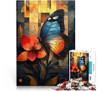 Stained Glass Butterfly on a Vibrant Flower1000 Piece Jigsaws for Adults Brain Teaser For deal as gifts for the whole family 38x26cm