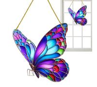 Stained Glass Butterfly - Window Sun Catcher | Hangable Butterfly Window Ornament | Kingfisher Butterflies Stained Sun Catcher for Bedroom Living Room Prism Rainbow Maker Pendant For Home Garden