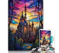 Stained Glass Castle 1000 Pieces Jigsaw Puzzle For Adults Teens,Help The Brain Exercise Addictive Toys to Cultivate Patience Unique Challenge Game (38x26cm)