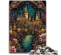 Stained Glass Castle Jigsaw Puzzles for Adults 1000 Piece Puzzle, Toy Intellectual Game Artists Collection, Fine Art 26X38CM