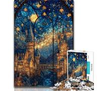 Stained Glass Castle Jigsaw Puzzles for Adults 1000 Pieces,Family Game Stress Reliever Difficult Challenge Great Gifts And Toys 38x26cm