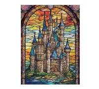 Stained Glass Castles Artistic Wooden Jigsaw Puzzle for Adults, 500 PCS