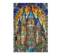Stained Glass Castles Detailed Wooden Jigsaw Puzzle for Adults, 300 PCS